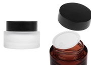 Staklena teglica od 50 mL sa crnim mat zatvaračem (sa unutrašnjom zaptivkom) i plastičnim međupoklopcem-slika_proizvoda