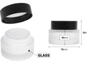 Staklena teglica od 50 mL sa crnim mat zatvaračem (sa unutrašnjom zaptivkom) i plastičnim međupoklopcem-dimenzije_slike