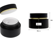 Staklena crna mat teglica od 50 mL sa crnim mat zatvaračem (sa unutrašnjom zaptivkom) i plastičnim međupoklopcem-dimenzije_slike
