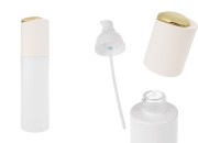 Luksuzna bočica 100mL u mat beloj boji sa pumpicom za kreme i poklopcem sa zlatnim detaljem-slika_proizvoda