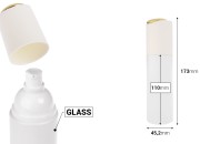 Luksuzna bočica 100mL u mat beloj boji sa pumpicom za kreme i poklopcem sa zlatnim detaljem-dimenzije_slike