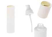 Luksuzna bočica 40mL u mat beloj boji sa pumpicom za kreme i poklopcem sa zlatnim detaljem-slika_proizvoda