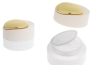 Luksuzna teglica 30 mL u mat beloj boji sa zatvaračem sa zlatnim detaljima (sa unutrašnjom zaptivkom) i plastičnim međupoklopcem-slika_proizvoda