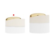 Luksuzna teglica 30 mL u mat beloj boji sa zatvaračem sa zlatnim detaljima (sa unutrašnjom zaptivkom) i plastičnim međupoklopcem-grupa_slika