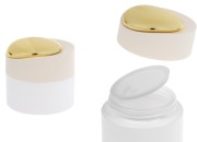 Luksuzna teglica 50 mL u mat beloj boji sa zatvaračem sa zlatnim detaljima (sa unutrašnjom zaptivkom) i plastičnim međupoklopcem-slika_proizvoda