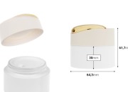 Luksuzna teglica 50 mL u mat beloj boji sa zatvaračem sa zlatnim detaljima (sa unutrašnjom zaptivkom) i plastičnim međupoklopcem-dimenzije_slike