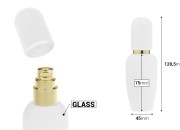 Luksuzna bočica 40mL u mat beloj boji sa zlatnom pumpicom za kreme i mat belim poklopcem-dimenzije_slike