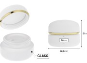 Teglica 30 mL u mat beloj boji sa zatvaračem sa zlatnom linijom (sa unutrašnjom zaptivkom) i plastičnim međupoklopcem-dimenzije_slike