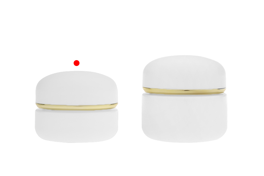 Teglica 30 mL u mat beloj boji sa zatvaračem sa zlatnom linijom (sa unutrašnjom zaptivkom) i plastičnim međupoklopcem-grupa_slika