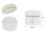 Teglica 50 mL u mat beloj boji sa zatvaračem sa zlatnom linijom (sa unutrašnjom zaptivkom) i plastičnim međupoklopcem-dimenzije_slike