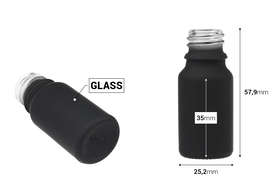 Staklena bočica od 10 mL za etarska ulja sa PP18 grlom u različitim bojama, gumirana-dimenzije_slike