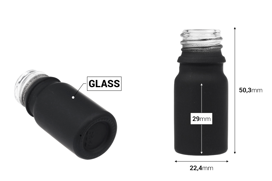 Staklena bočica od 5 mL za etarska ulja sa PP18 grlom u različitim bojama, gumirana-dimenzije_slike
