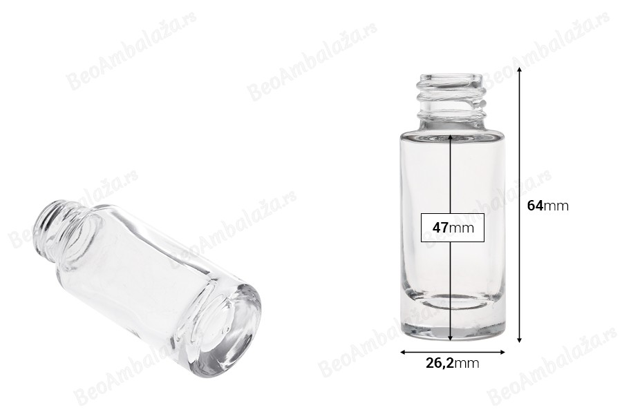 Cilindrična providna staklena bočica od 10 mL-dimenzije_slike