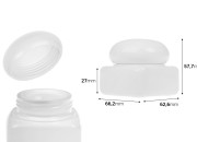 Staklena bela teglica 50mL sa zatvaračem (sa unutrašnjom zaptivkom) i plastičnim međupoklopcem-dimenzije_slike