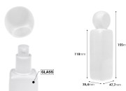 Staklena bela flašica 100mL sa pumpicom za kreme i poklopcem-dimenzije_slike