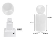 Staklena bela flašica 40mL sa pumpicom za kreme i poklopcem-dimenzije_slike