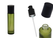 Staklena zelena mat bočica 100mL sa pumpicom za kreme i mat crnim poklopcem-slika_proizvoda