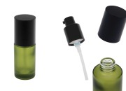 Staklena zelena mat bočica 30mL sa pumpicom za kreme i mat crnim poklopcem-slika_proizvoda