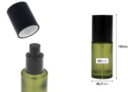 Staklena zelena mat bočica 30mL sa pumpicom za kreme i mat crnim poklopcem-dimenzije_slike
