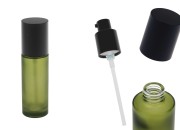 Staklena zelena mat bočica 50mL sa pumpicom za kreme i mat crnim poklopcem-slika_proizvoda