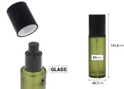 Staklena zelena mat bočica 50mL sa pumpicom za kreme i mat crnim poklopcem-dimenzije_slike