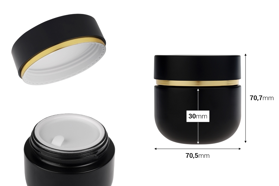 Staklena teglica od 100 mL sa poklopcem (sa unutrašnjom zaptivkom) i plastičnim međupoklopcem-dimenzije_slike