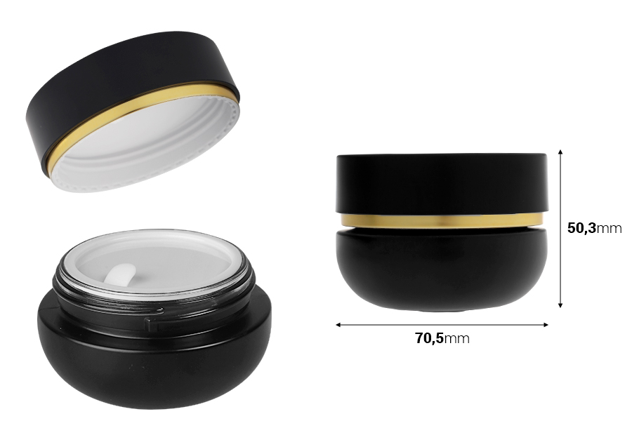 Staklena teglica od 30 mL sa poklopcem (sa unutrašnjom zaptivkom) i plastičnim međupoklopcem-dimenzije_slike