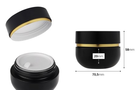 Staklena teglica od 50 mL sa poklopcem (sa unutrašnjom zaptivkom) i plastičnim međupoklopcem-dimenzije_slike