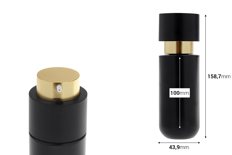 Staklena bočica 100mL sa zlatnom pumpicom za kreme-dimenzije_slike