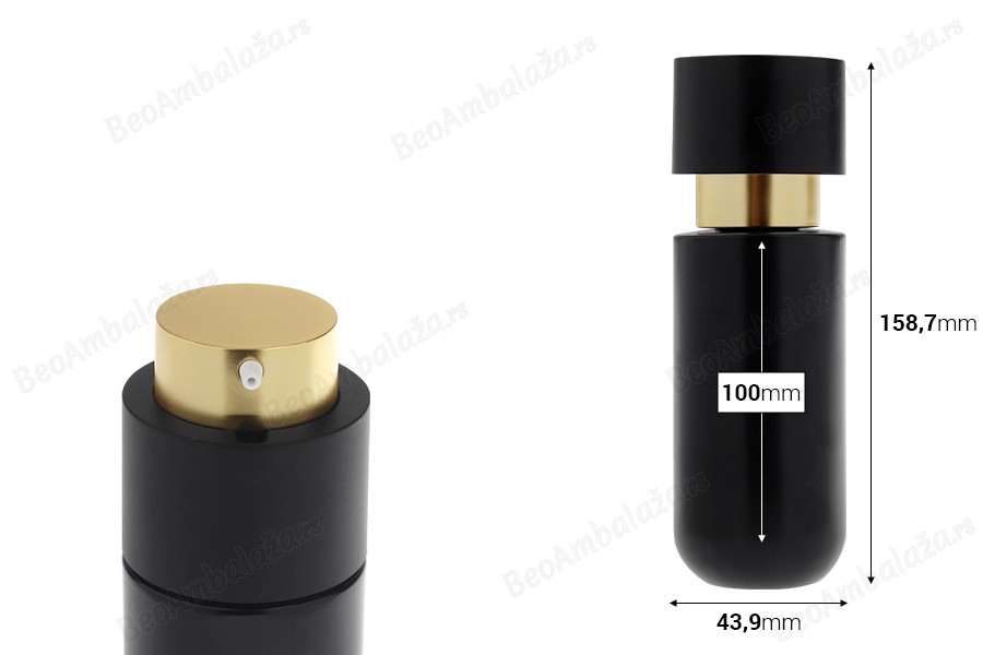 Staklena bočica 100mL sa zlatnom pumpicom za kreme-dimenzije_slike