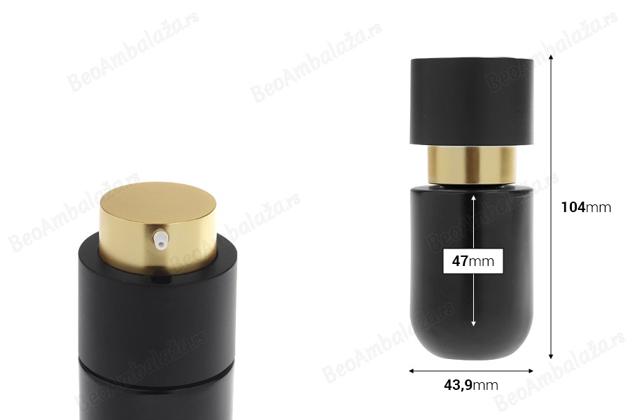 Staklena bočica 30mL sa zlatnom pumpicom za kreme-dimenzije_slike