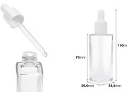 Providna staklena bočica od 30 mL sa plastičnom pipetom i drenažnim elementom-dimenzije_slike