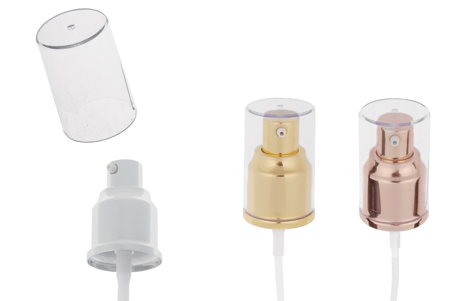 Plastična pumpica za kremu 24/410 sa aluminijumskim premazom i providnim zatvaračem-slika_proizvoda