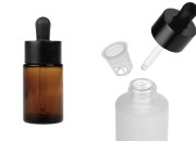 Staklena bočica od 30mL sa crnom mat pipetom i drenažnim elementom-slika_proizvoda