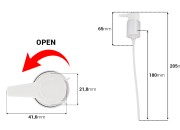 Plastična bela pumpica za kreme PP24/410 sa spoljnom oprugom i open-close sistemom-dimenzije_slike