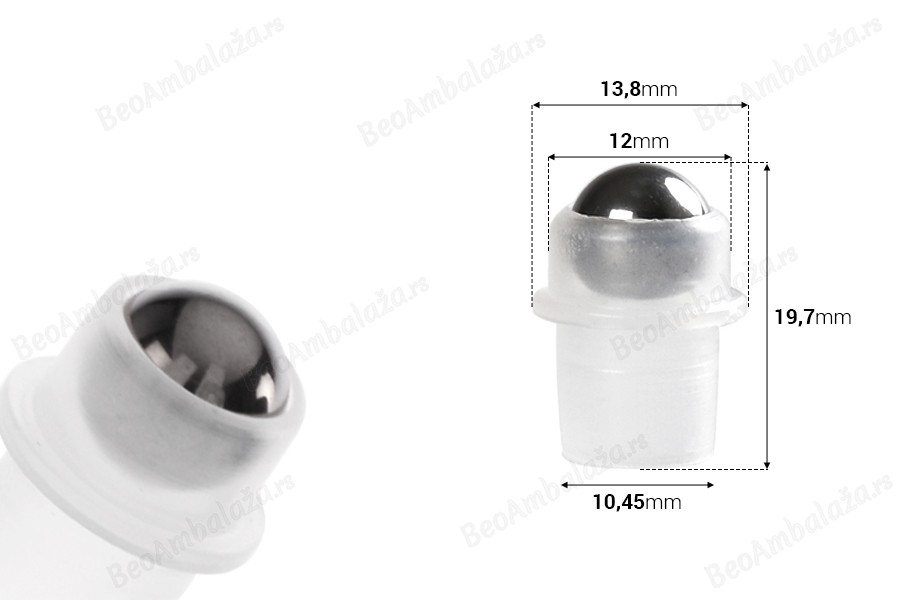 Metalna roll-on kuglica PP18 - 50 kom-dimenzije_slike