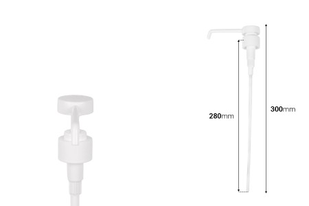 Plastična bela pumpica 28/410 sa sigurnosnim mehanizmom-dimenzije_slike