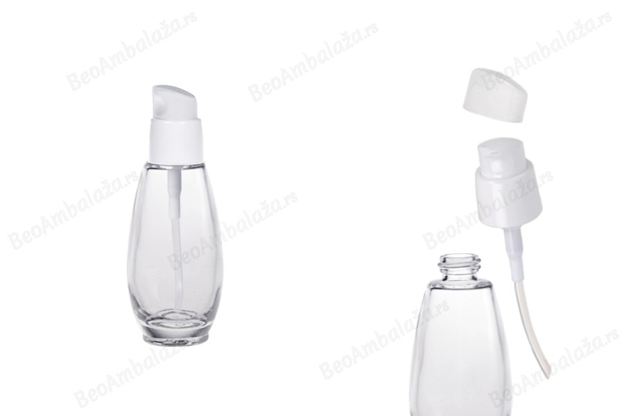 Staklena bočica 50mL sa belom plastičnom pumpicom PP18-slika_proizvoda