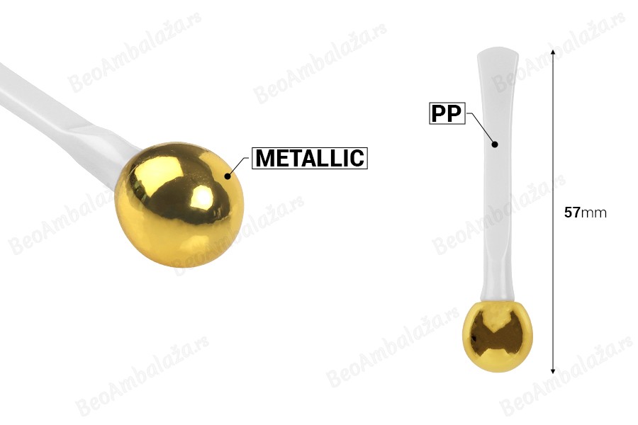 Plastična spatula za kremu 57 mm sa okruglim srebrnim ili zlatnim metalnim vrhom-dimenzije_slike