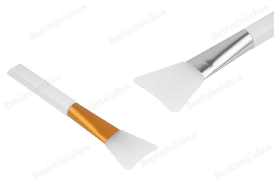 Silikonska spatula - četkica 137 mm sa plastičnom drškom za kremu i sa zlatnim ili srebrnim detaljima-slika_proizvoda