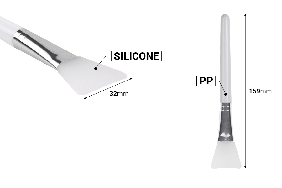 Silikonska spatula - četkica 159 mm sa plastičnom drškom za kremu i sa srebrnim detaljima Silikonska spatula - četkica 159 mm sa plastičnom drškom za kremu i sa srebrnim detaljima