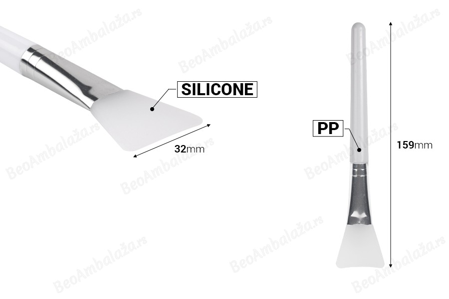 Silikonska spatula - četkica 159 mm sa plastičnom drškom za kremu i sa srebrnim detaljima-dimenzije_slike