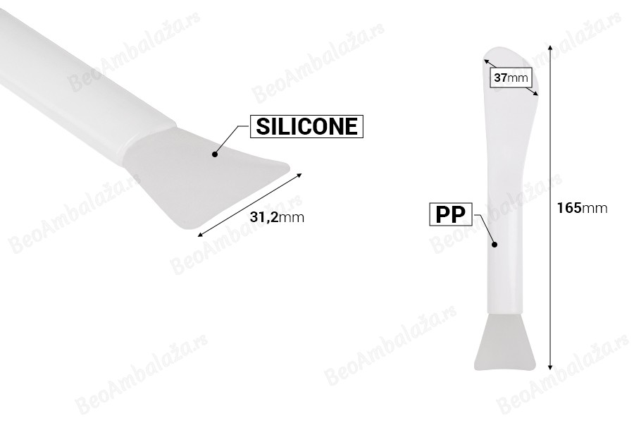 Silikonska spatula - četkica 165 mm sa plastičnom drškom za kremu-dimenzije_slike