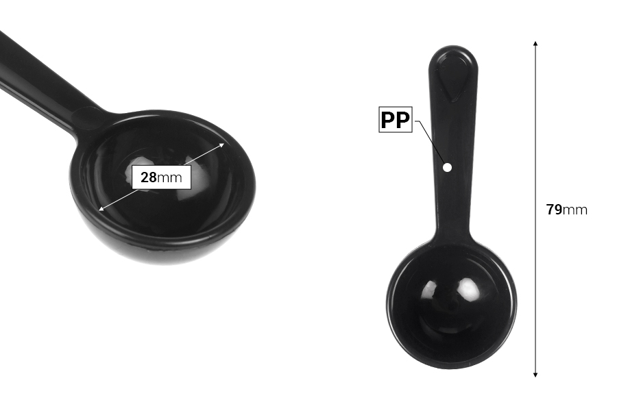 Merna kašika - plastična menzura 79mm u crnoj boji - 12 kom Merna kašika - plastična menzura 79mm u crnoj boji - 12 kom