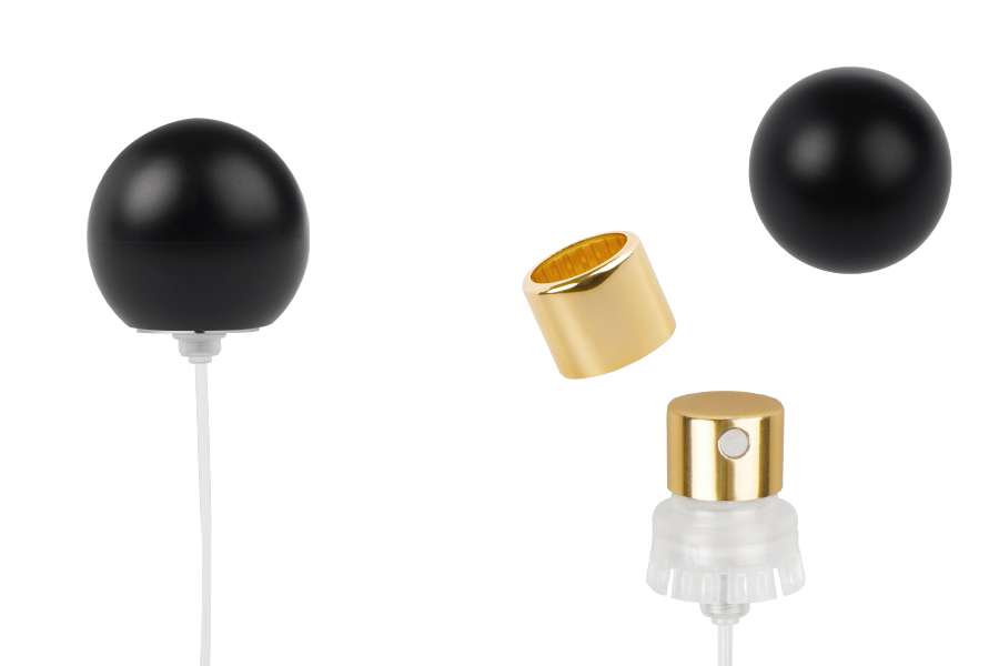 Sprej sa crnim mat okruglim (malim) poklopcem za parfemske bočice sa sigurnosnim Crimp zatvaranjem od 15 mm-slika_proizvoda