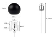 Sprej sa crnim mat okruglim (velikim) poklopcem za parfemske bočice sa sigurnosnim Crimp zatvaranjem od 15 mm-dimenzije_slike