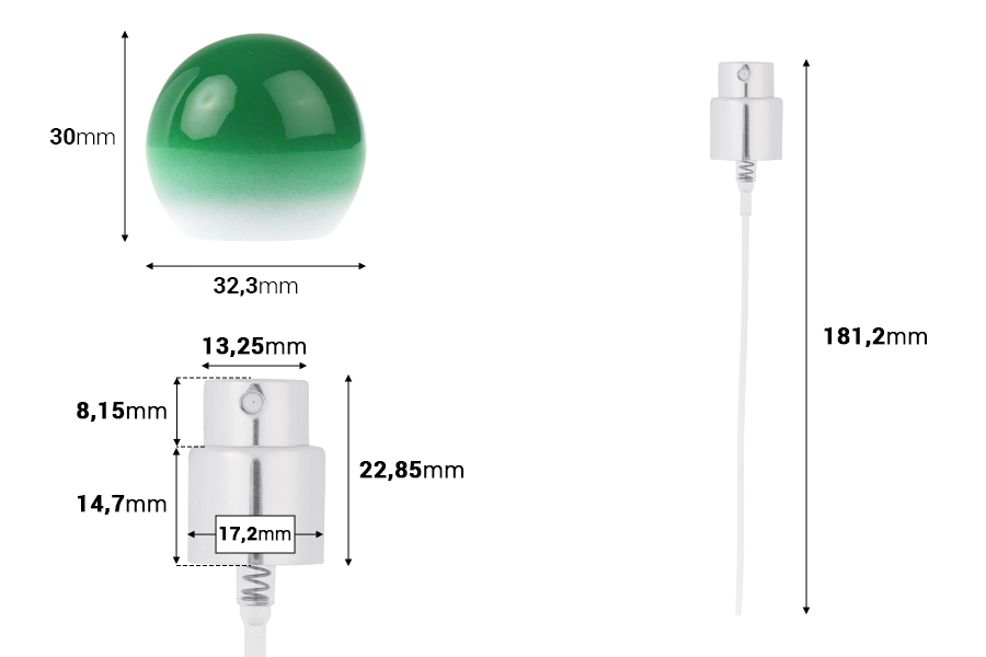Set - aluminijumski sprej i zeleni okrugli zatvarač (mali) za bočice sa grlom 15/400-dimenzije_slike
