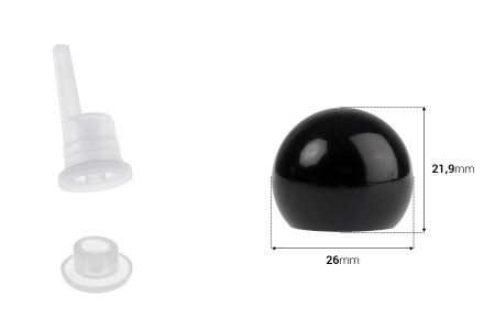 Plastični zatvarač sa čepom i regulatorom protoka za bočice za etarska ulja PP18 - 50 kom-dimenzije_slike