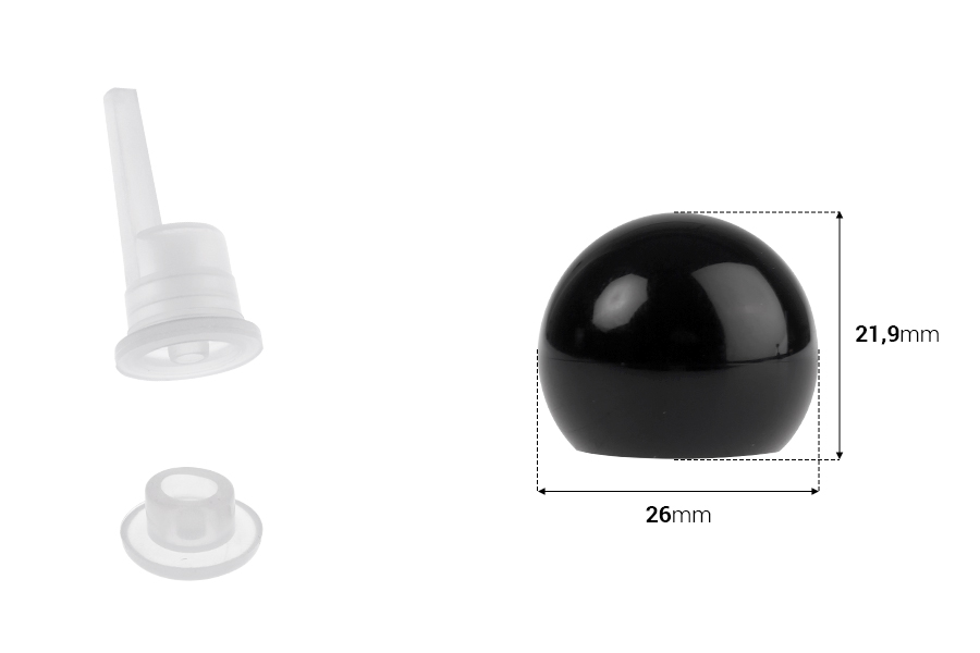 Plastični zatvarač sa čepom i regulatorom protoka za bočice za etarska ulja PP18 - 50 kom-dimenzije_slike