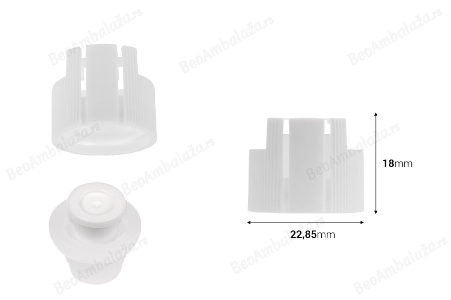 Plastični sigurnosni zatvarač za doziranje za bočice sa grlom od 20 mm - 50 kom-dimenzije_slike